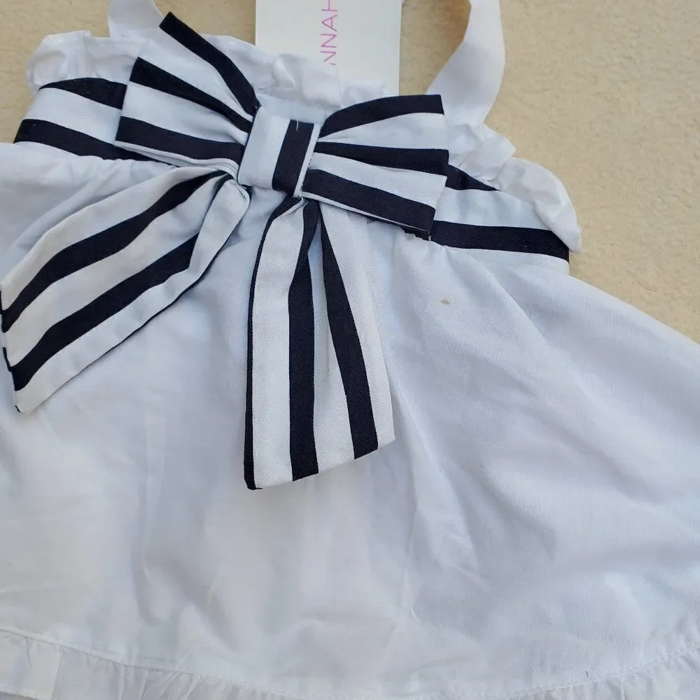 Savannah navy blue and white striped tank top and shorts 3-6 months